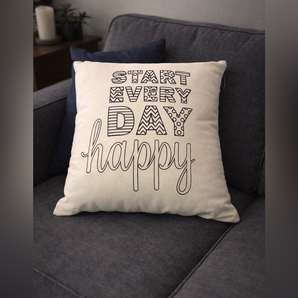 Thirty-One Start Every Day Happy 12x12 Cotton Pillow Cover NWOT